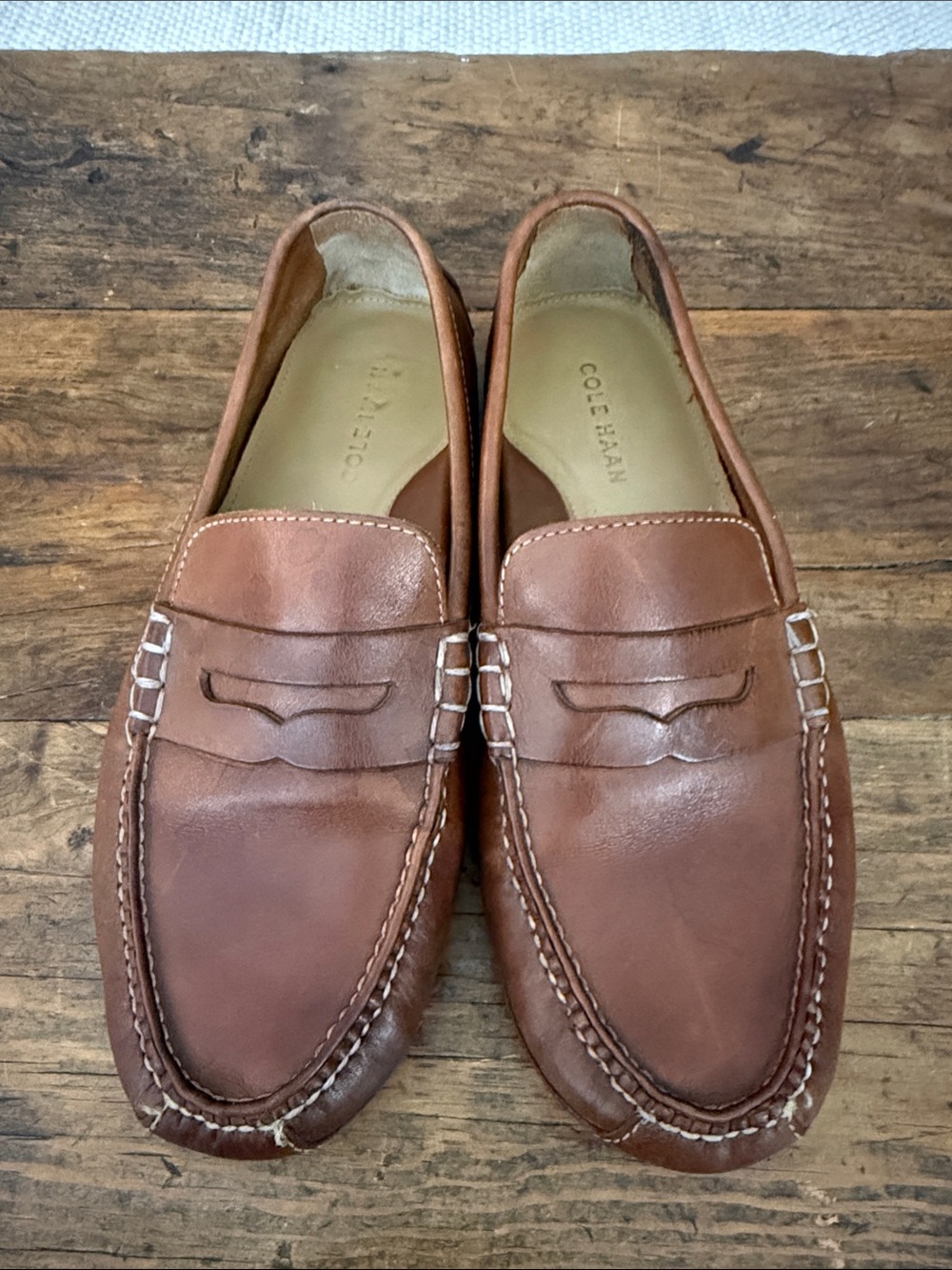 Cole Haan Brown Leather Penny Loafer Driving Mocs Size 9.5